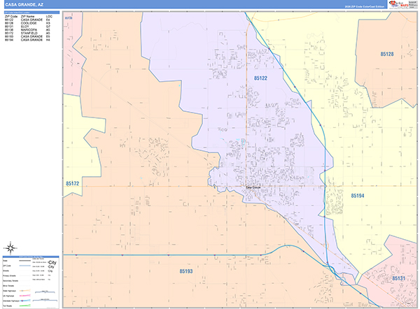 Casa Grande City Wall Map Color Cast Style